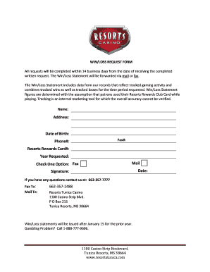 Win/Loss Request Form