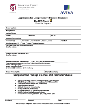 UPS Store Group Insurance Application