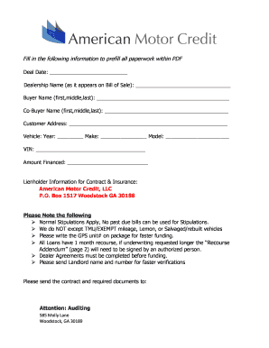 Loan Documentation Checklist