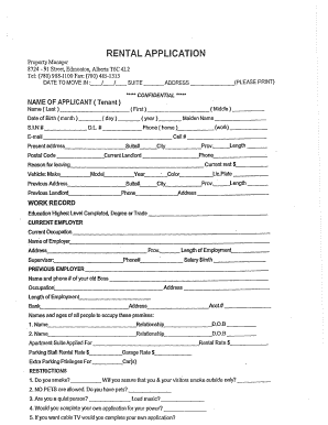 Alberta Residential Tenancy Rental Application