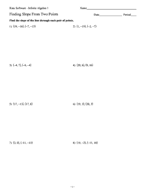 Algebra 1 Slope Worksheet