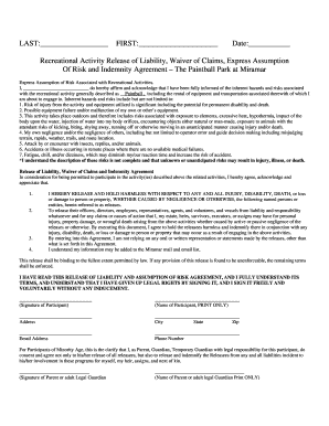 Paintball Park Liability Waiver