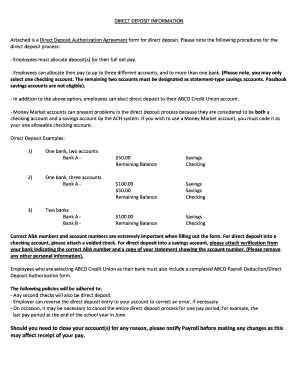 Direct Deposit Authorization Agreement