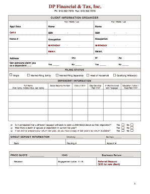 US Federal Tax Information Organizer