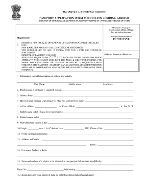 Indian Passport Application Form