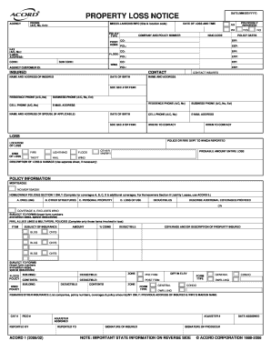 Property Loss Notice Form