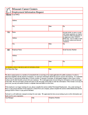Missouri Employment Information Request