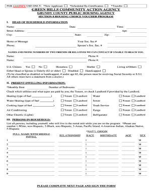 Section 8 Housing Choice Voucher Application