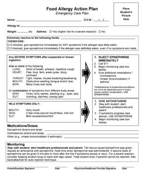 Food Allergy Action Plan