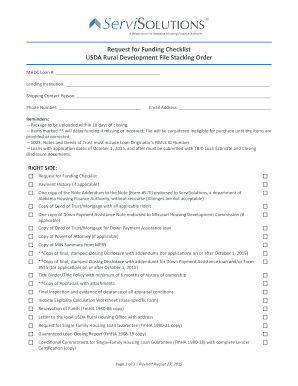 USDA Rural Development Request for Funding Checklist