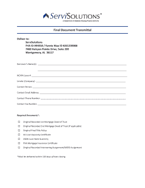 Final Document Transmittal Form