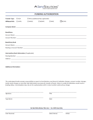 Funding Authorization Form