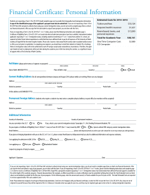 UNC Financial Certificate Form