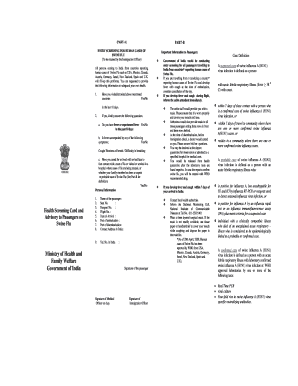 India Swine Flu Entry Screening Form