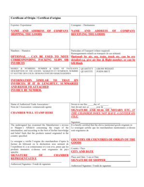 Certificate of Origin