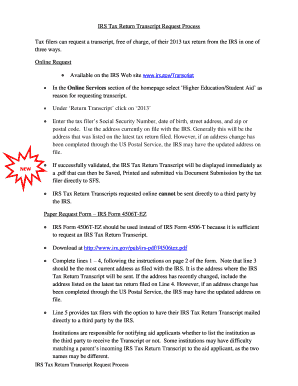 IRS Tax Return Transcript Request