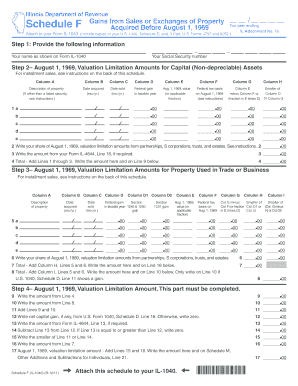 Illinois Schedule F for Gains from Sales of Property