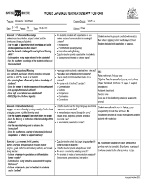 World Language Teacher Observation Form