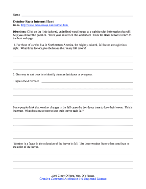 October Facts Internet Hunt - Mrs O39Hora39s House