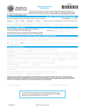 American Kennel Club Application to Revoke Limited Status
