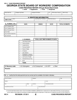 Georgia Workers' Compensation Case Progress Report