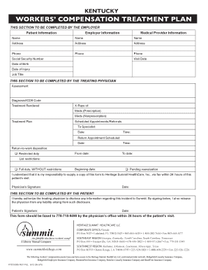 Kentucky Workers' Compensation Treatment Plan