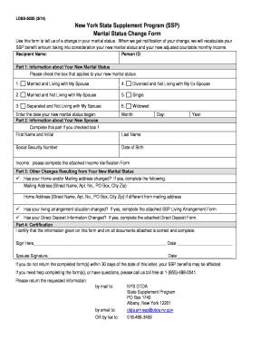 New York State Supplement Program Marital Status Change Form