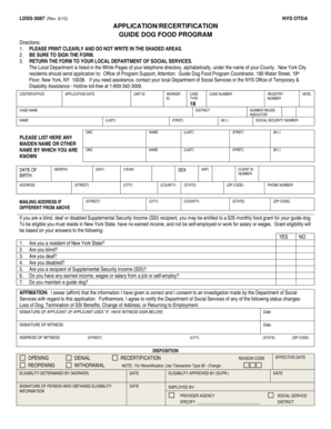 Guide Dog Food Program Application