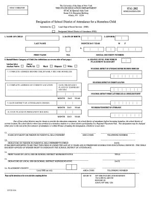 STAC-202 Homeless Child School Attendance Form