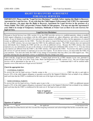 Right to Recovery Agreement for Legal Services