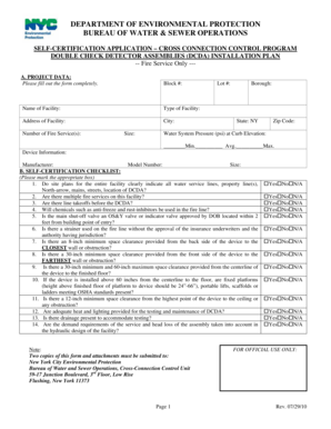 New York Cross Connection Control Application