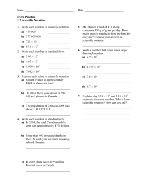 Scientific Notation Worksheet