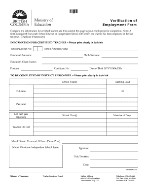 Verification of Employment Form