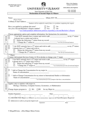 Declaration of Second Major & Minors