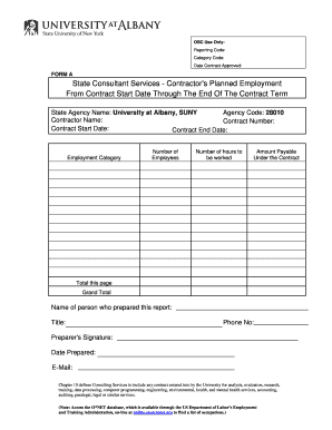 State Consultant Services Contractor's Planned Employment Form
