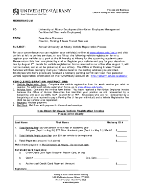 University at Albany Vehicle Registration Form