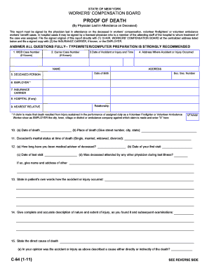 New York Proof of Death Form