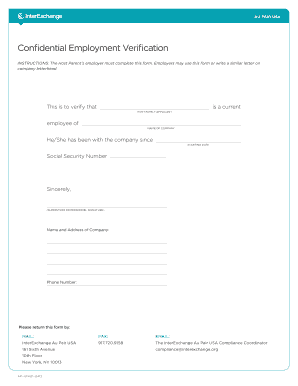 AU Pair USA Host Family Applicant Employment Verification