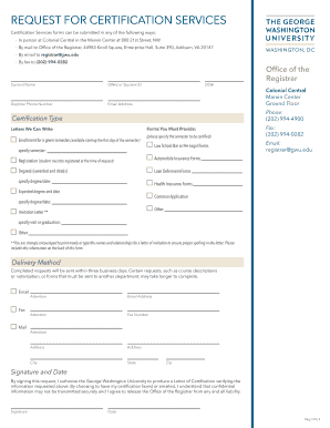 Request for Certification Services