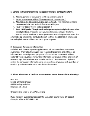 Special Olympics Participation Form