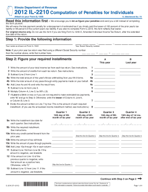 Illinois Form IL-2210 Computation of Penalties for Individuals
