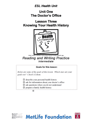 Doctor's Office Health History Form