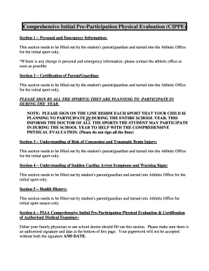 Comprehensive Initial Pre-Participation Physical Evaluation