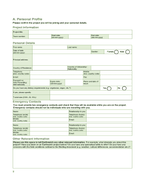 Earthwatch Participation Form