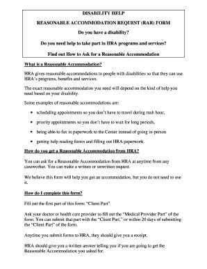 Disability Help Reasonable Accommodation Request Form