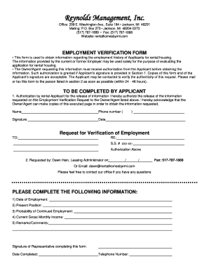 Employment Verification Form