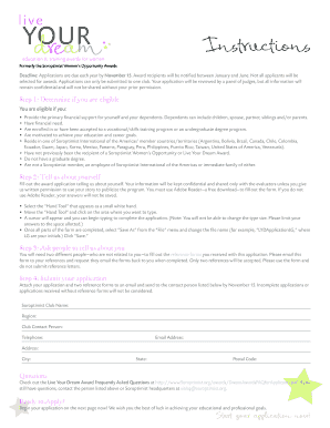 Soroptimist Live Your Dream Awards Application