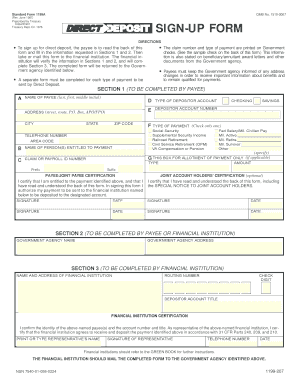 US Federal Direct Deposit Sign-Up Form