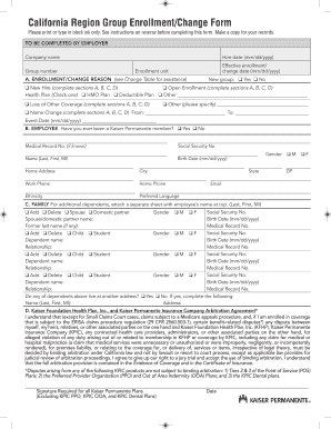 California Region Group Enrollment/Change Form