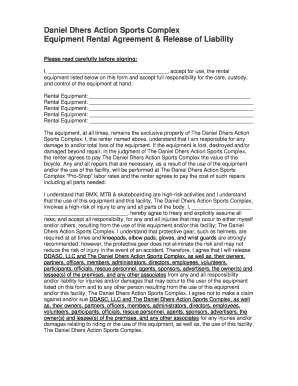 Daniel Dhers Action Sports Complex Equipment Rental Agreement